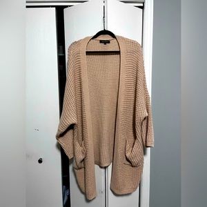 Chunky dusty rose long sweater cardigan